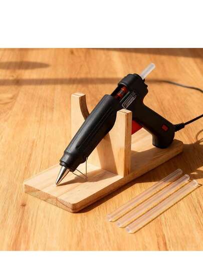 Wooden Stand For Hot Melt Glue Gun, Tool Accessories Holder Base