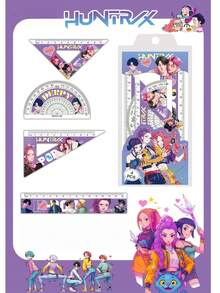 K-POP 女团 15CM 可爱三角尺套装，卡通可爱创意学生三角尺套装，文具，适合返校季/考试季/情人节/礼物/情侣礼物 / K-POP - 彩色 - 查看 3