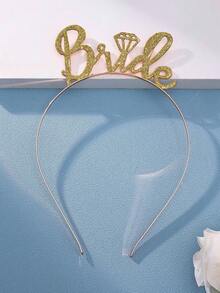 1件极简合金字母新娘婚礼派对发饰，新娘皇冠