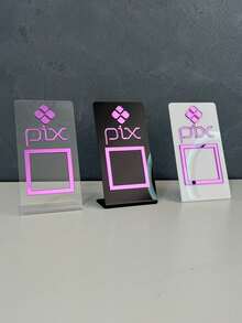 Placa Pix Pagamento Qr code de Mesa Balção - Acrílico - Preto com Pink - Visão 5