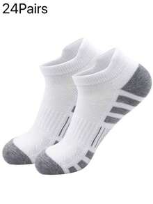 31 Pairs Men's Breathable Soft Comfortable Striped Knit Fabric Ankle Socks, Moisture-Wicking Sports Socks Suitable For Running, Basketball, All Seasons - Multicolor - View 5