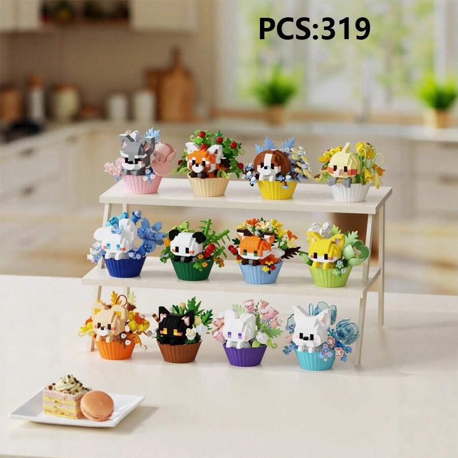 甜点蛋糕，熊猫动物，卡通公仔积木摆件，娃娃礼物，适合作为女性礼物交换，生日礼物，圣诞礼物，新年礼物