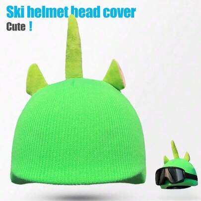 1pc Ski Hat & Helmet Cover, Cute Plush Cartoon Design, Can Be Worn Separately Or With Half Helmet, Suitable For Cycling, Skiing, Outdoor Sports
