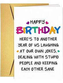 1pc, Funny Birthday Card, Creative And Humorous Birthday Wishes Card, Best Gift For Best Friend, Sister, Family, Brother, Boyfriend, Husband, Small Business Supplies, Thank You Cards, Birthday Gift, Cards, Unusual Items, Gift Cards - Multicolor - View 10