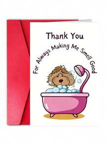 1pc Dog Grooming Thank You Card With Envelope, Pet Groomer Appreciation Greeting Card, Cute Dog Bath Illustration, Holiday Gratitude Notecard For Dog Salon, Major Material: Paper - Multicolor - View 7