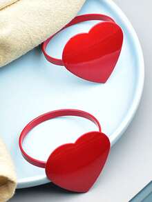 6pcs Valentine's Day Napkin Rings, Red Heart Shaped Decor, Tabletop Decor, Napkin Rings, Holiday Gift, Party Table Decoration, Red Napkin Rings. Wedding Napkin Ring Decor - Rose Red - View 6