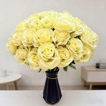 1pc/3pcs/6pcs Artificial Rose Flowers With Green Leaves, Lifelike Large Blooms / Maintenance-Free White, Red, Pink, Purple Fake Flowers / Suitable For Home Vase Filler, Wedding, Party, Mother's Day, Women's Day Gifts, All Season Durable Silk Flower Arrangement - Multicolor - View 9