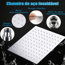 AUXOM Louis Shower Head Square Stainless Steel 304 Complete Luxury Kit With Adjustable Arm And Hand Shower - 銀色 - 查看 5