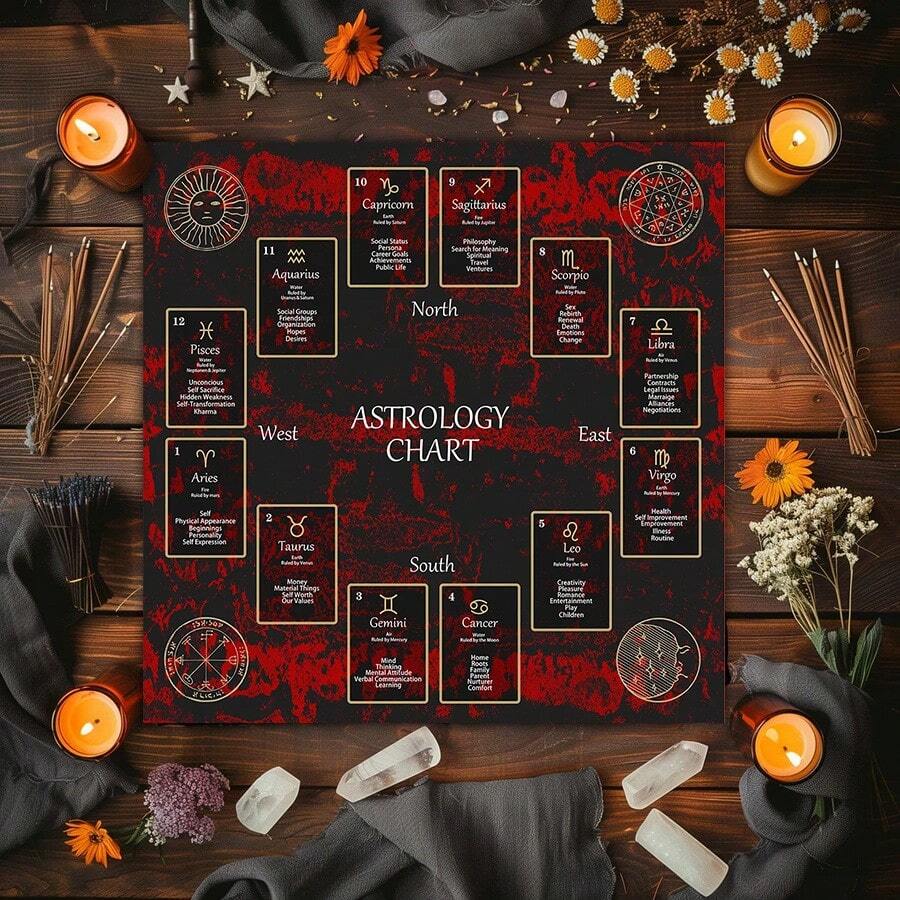 1 tấm khăn trải bàn thờ hình thánh giá Celtic cổ điển, khăn trải bàn bài Tarot, trang trí lễ hội Ramadan, thảm bói bài Tarot hình ngôi sao năm cánh và mặt trăng cổ điển. - Nhiều màu - Xem 1