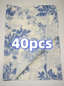 10/20/40张蓝色牡丹花纹薄纸，20英寸 x 14英寸礼品包装纸，适用于婚礼、情人节、生日礼物、花束包装、礼品袋填充物、派对回礼 - 彩色 - 查看 12