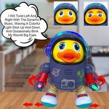 2-8岁儿童跳舞太空鸭玩具：可爱唱歌走路鸭，带音乐和LED灯 - 理想的生日礼物，益智玩具 - 藍色 - 查看 7
