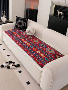 1pc Bohemian Style Sofa Cushion Cover Thicken Anti-Slip Sofa Slipcovers For Living Room Bedroom Outdoor Sofa Cover Pet Stain Prevention 4-Season Sofa Seat Cushion Cover For L-Shaped Single Seat Recliner And 1/2/3/4 Seater Sofas New Decorations For Spring And Summer Homes - Red - View 5