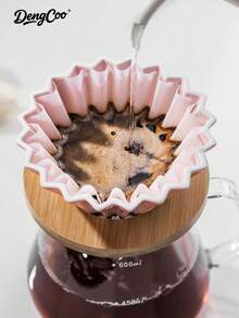 Dengcoo 1 chiếc cốc nhỏ giọt hình nón bằng gốm, cốc lọc cà phê kiểu gradient, dụng cụ pha cà phê rót thủ công kèm giá đỡ, phễu, cốc lọc bánh, phụ kiện pha cà phê, đồ dùng học tập - Cốc lọc bằng gốm - Xem 7