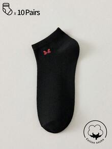 20/10/5/3/1雙女款純棉低筒隱形襪，白色/灰色/黑色，透氣柔軟，適合四季穿著，隨機配色組合 - 彩色 - 查看 9