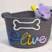 Personalized Braided Rope Pet Toy Storage Basket, Custom Pet Name Gift Basket, Travel Storage Bag, Tote Bag For Pet Lovers, Home Decor Pet Supplies - Multicolor - View 42