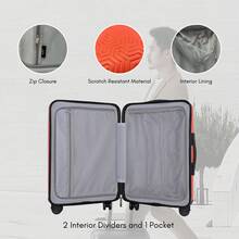 JLY Hard Shell ABS+PC Travel Luggae 4 Wheel Cabin Luggae Lightweight Trolley TSA Lock - Coral - View 4