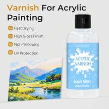 250ml High Gloss Acrylic Varnish, Non-Yellowing, Suitable For Air-Dry Clay, Ceramics, And Acrylic Paint. It Helps Prevent Cracks And Scratches, Serving As A Dustproof Sealant For Crafts And Jewelry Making Supplies. - White - View 3