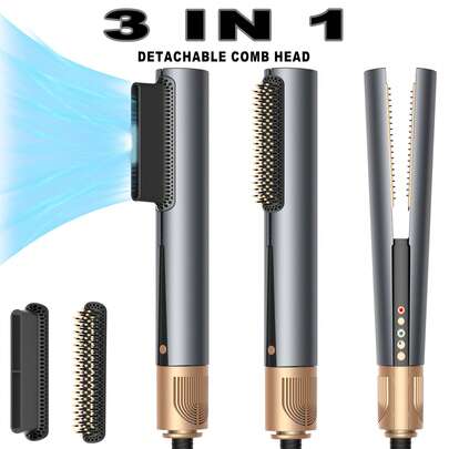High-Speed Airflow 3-In-1 Multi-Functional Hair Styling Tool (200M Negative Ions) | Fast Heating + 3 Temp + Hot/Cold Modes | LCD Display + Auto Shut-Off (Overheat Protection) | All Hair Types | Dry/Straighten/Loose Curls/Tight Waves/Volumize/Airy Bangs | Frizz-Free & Anti-Static | Ideal Gift For Valentine's Day, Epiphany, Carnival, St. Patrick's Day & Ramadan | Perfect For On-The-Go Styling/Home/Commute/Party/Carnival Parades/St. Patrick's Day Events