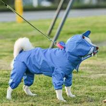 One Blue Large Dog Pet Raincoat (Full Coverage) - Blue - View 5