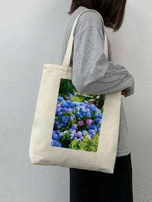 Bolsa de lona personalizável, bolsa de mão personalizada, imprima seus padrões favoritos, dobrável, grande capacidade e leve, moderna e multiuso, adequada para mulheres, mochila escolar/estudantil, presente ideal para mulheres, aplicável para atividades ao ar livre/passeios/viagens/caminhadas/esportes/escaladas, negócios/trabalho/escritório/deslocamento diário, viagens - Multicolorido - Ver 2