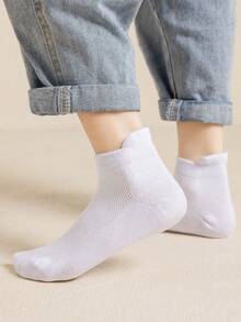 5双装男童薄款透气白色运动短袜，夏季 - 彩色 - 查看 5