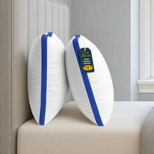 Set Of 2 Gusseted Pillows – Lux Decor – 100% Microfiber – Ultra Soft & Breathable – Premium Comfort For Side, Back, And Stomach Sleepers – Restful Nights Sleep – Lightweight & Durable – Easy Care – Home Decor, Cozy Pillows, Sleep Comfort, Luxury Pillow Set, Valentine's Day Gift, Spring Room Refresh, Decorative Throw Pillows, Living Room Accent, Couch Cushions, Home Styling, Modern Decor, Sofa Accessories, Guest Room Pillows, Aesthetic Home Accents, Plush Fill Inserts, Daily Use, Home Basic, Family Choice - 藍色 - 查看 2