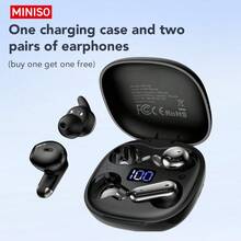 MINISO MS108 AI Smart Earbuds | Translation + Noise Cancellation + Sharing 3-In-1, Buy 1 Get 2, 134 Languages Real-Time Translation, Dual Mic Noise Cancellation High-Definition Calls - Black - View 3