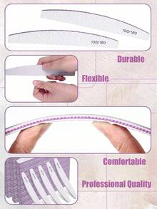 25/10/3Pcs Nail File, Professional Nail File, 100/180/240 Grit Double-Sided Graded Nail Buffers, Natural Nails, Nail Tech Supplies, Nail Tech Must Haves, Washable Reusable Emery Board - Grey - View 2