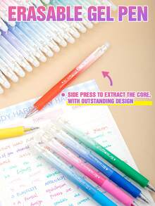 1 pièce 12/24/36 stylos de couleur effaçables, 36 surligneurs de couleur pour étudiants, recharge de 0,7 mm, stylos à bille pour journalisation artistique et dessin, rétractables, fournitures scolaires, convient aux garçons, aux filles, aux étudiants, cadeau pour la rentrée scolaire et la fête des enseignants - Multicolore - Voir 11