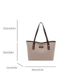 New Minimalist Retro Large Capacity Handbag, Zipper Opening, Lightweight & Soft Shoulder Bag, Suitable For Women's Casual Daily Use - Coffee Brown - View 6
