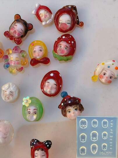 Doll Face Nail Art Mold, Doll Head Silicone Jewelry Mold For BJD Doll Face Decoration