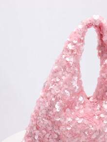 1 件优雅粉色亮片闪亮手提包，扭褶设计，简约风格，适合搭配正式礼服、晚宴、派对和鸡尾酒会等场合。 - 粉色 - 查看 7