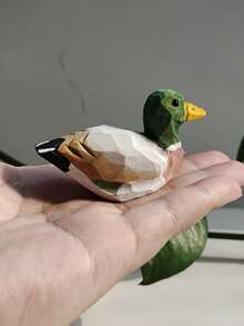 1 szt. ręcznie robiona drewniana figurka kaczki zielonogłowej, styl klasyczny, malowana rzeźba zwierzęcia, dekoracja kuchni, idealny prezent na Walentynki, rocznicę, Święto Dziękczynienia, Dzień Matki, ukończenie szkoły, dodatek na biurko, do kolekcji dzieł sztuki - Wielokolorowe - Zobacz 9