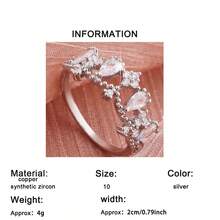 1 pieza Anillo de corona de circonita versátil y de moda, estilo europeo y americano, regalo para mujeres en el Día de San Valentín, Día de la Madre, cumpleaños, fiesta - Plateado - Ver 6