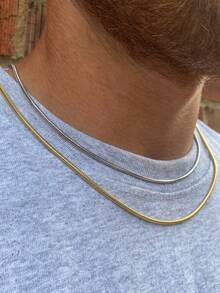 1pc 45/50/55 Versatile Men Necklace Snake Chain Necklace 2.5mm Round Snake Necklace Minimalist Gold Necklace For Men Jewelry Gifts - Necklace - View 2