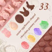 Easter Bunny Shaped Small Silicone Hot Chocolate Bomb Soft Candy Cake Roll Cookie Mold, Non-Stick Baking Set, Baking Tools - Multicolor - View 3