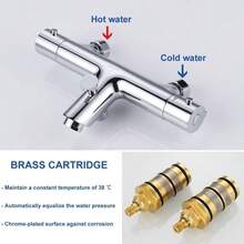 Badewannenmischer Thermostat Badewannenmischer mit Sperre bei 38 °C Badewannenmischer Wandmontierter Badewannenmischer für Badewanne und Dusche - Chromlegierung - Übersicht 6