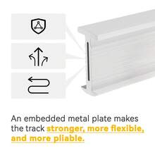 1 Set - Ceiling Curtain Track Flexible Curved Curtain Track, 16-Foot Wall-Mounted Sliding Ceiling Track And Clip Curtain Track, System Set As RV Room Divider (White) - White - View 8