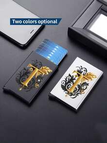 Diseño de letra A de metal, Soporte de tarjeta metálico emergente unisex | Bloqueo RFID + Superficie mate ultra delgada, Regalo de negocios/regalo festivo ideal, Diseño magnético emergente para un fácil acceso a las tarjetas, Material de aleación de aluminio, Calidad premium - Multicolor - Ver 4