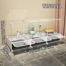 Rabbit Cage With Litter Box, Indoor Rabbit Villa, Guinea Pig Cage, Pet Rabbit Hutch With Tray - Multicolor - View 3
