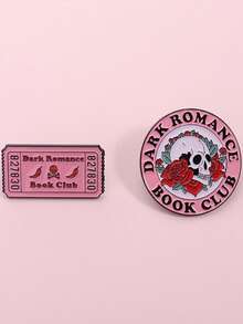 1pc/Set Dark Romance Book Club Enamel Pins Skeleton Roses Brooches Lapel Badges Bookish Girl Jewelry Gift For Readers Friends - Multicolor - View 5