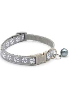 Adjustable Rainbow Cute Bell Collar With Paw Print Pattern, Suitable For Cats - Multicolor - View 15