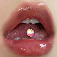 粉色闪亮钛钢舌钉，带外螺纹，饮酒舌环 - 粉紅色爆閃 舌釘 - 查看 1