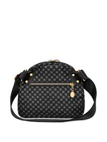 Fashionable Commuter Chic Niche One Shoulder Diagonal Underarm Wide Strap High-Quality Retro Floral Small Round Bag - Black - View 8