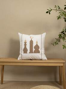 1pc/3pcs Set Castle Embroidered Throw Pillow Cover, Middle Eastern Holiday Decor Cushion Cover, Boho Embroidery Craft, Living Room Bedroom Sofa Decorative Pillow Case, Fits Eid Gift, Daily Casual Patio Headboard Sham, All Season, No Insert, 45*45cm - Multicolor - View 3