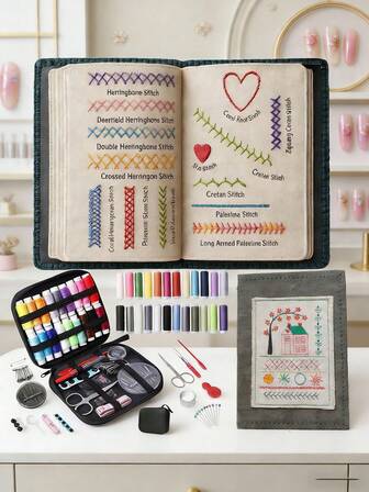 Upgrade The Embroidery Needle Book Kit In 2026, Including 106 Patterns, Tools, And Tutorials, 86 Basic Embroidery Kits, A Portable Multi-Functional One Handed Embroidery Book Suitable For Adults And DIY Craft Enthusiasts, Valentine's Day Gifts