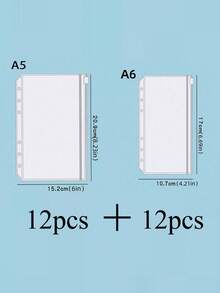 一套12个A6、A5或A7尺寸的袋子，或者两套A6透明六孔拉链袋 - 無色 - 查看 15