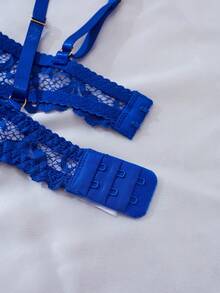 情人节女士浪漫镂空性感内衣套装，包含镂空性感文胸和内裤，适合浪漫约会之夜 - 寶藍色 - 查看 6