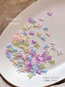 20 chiếc nơ ngọc trai 3D dễ thương bằng nhựa, trang trí móng tay hình nơ macaron bằng lụa, phụ kiện làm móng DIY, dụng cụ làm móng. - Nhiều màu - Xem 5