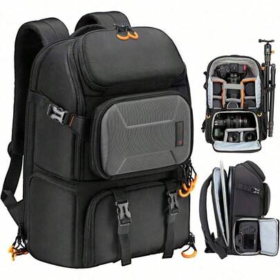 Professional Camera Backpack Large - Camera Bag With 15.6" Laptop Compartment Waterproof Raincover Photography Hiking Travel DLSR Rucksack PBL